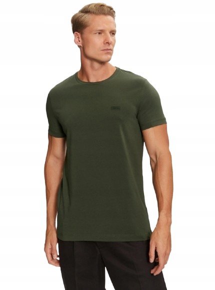 CALVIN KLEIN KLASYCZNY T SHIRT KOLOR ZIELONY Z LOGO M I1B