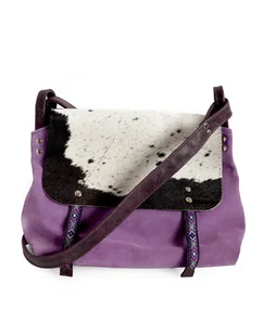 BARONOWA MILKA lilia/fiolet i krówka ŁATY torebka listonoszka aztec - Torebki damskie - miniaturka - grafika 1