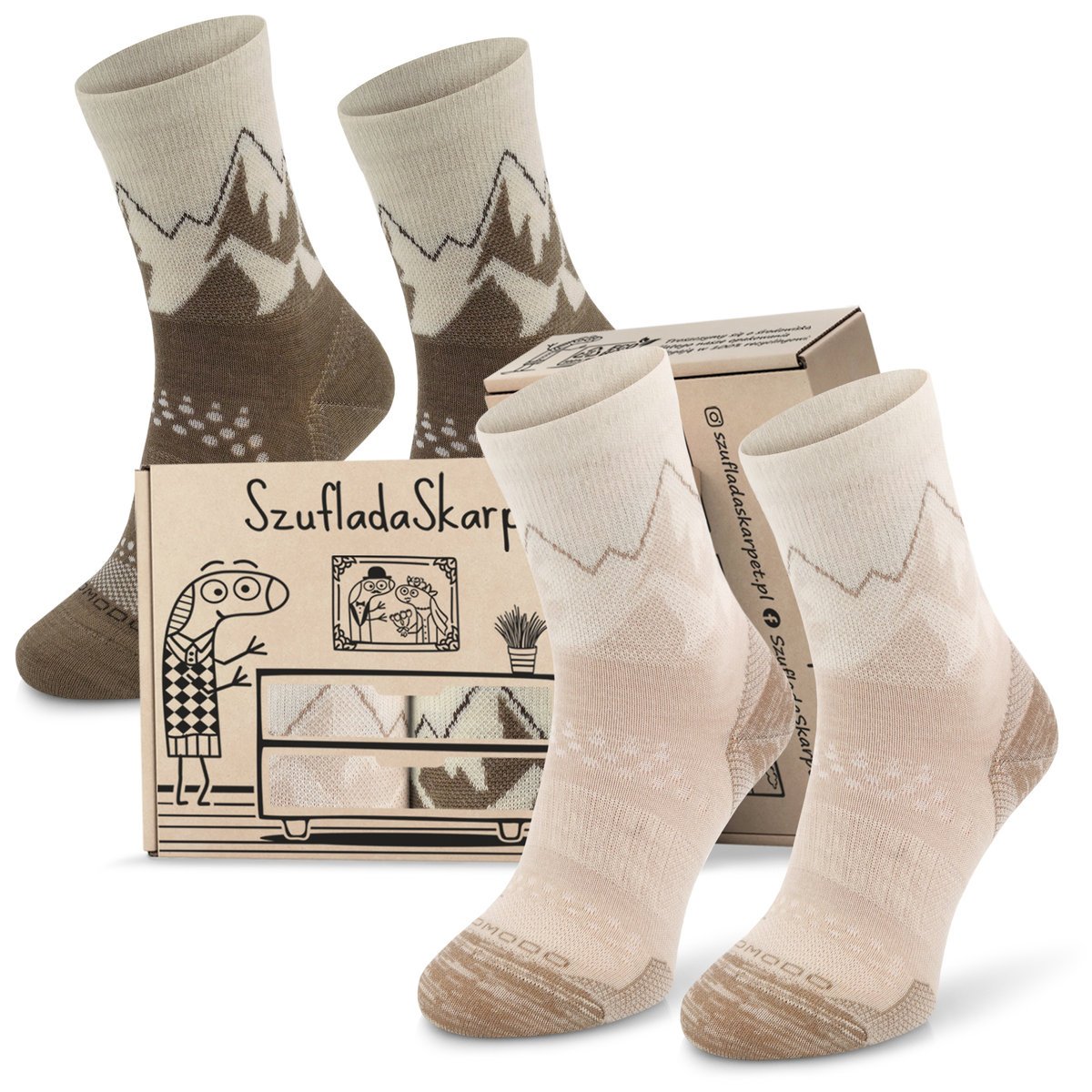 Termoaktywne Skarpetki Trekkingowe Comodo Merino W Pudełku Na Prezent 2 Pak Rozmiar 35-38