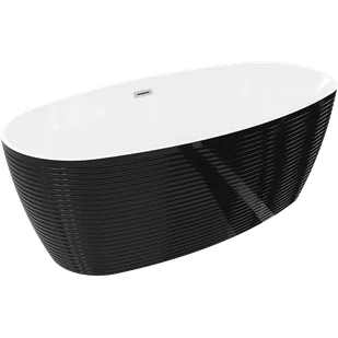 Mexen Lira wanna wolnostojąca wzór 170 x 80 cm, biała/czarna, przelew nikiel szczotkowany - 52831708075-97 - Wanny - miniaturka - grafika 1