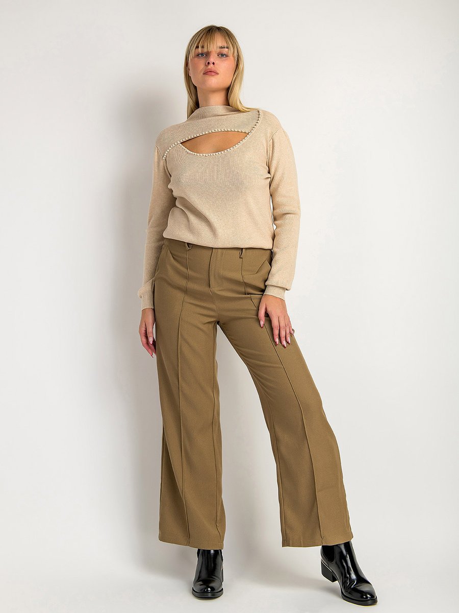 Eleganckie spodnie brązowy 2XL