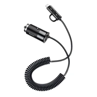 Enjoy Baseus Baseus Together ładowarka samochodowa 4.8A z wbudowanym kablem 2w1 Lightning + USB-C 1.2M czarny (CCALL-EL01) hurtel-44598-0 - Ładowarki samochodowe - miniaturka - grafika 11