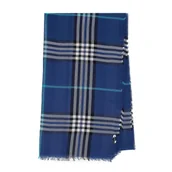 Apaszki i szaliki męskie - Cienki szal męski w kratę niebiesko - czarny - miniaturka - grafika 1