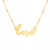 Łańcuszki - Łańcuszek złoty naszyjnik 925 Napis Love Miłość - miniaturka - grafika 1
