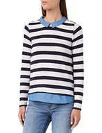 Koszulki i topy damskie - Springfield Damska koszulka Bimateria Granatowa w paski, M, granatowy, M - miniaturka - grafika 1