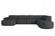 Narożniki - Sofa modułowa w kształcie V California narożnik tkanina Luna czarny prawy - miniaturka - grafika 1