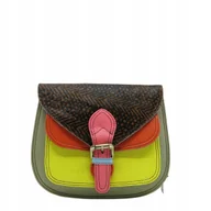 Torebki damskie - Torebka listonoszka damska skórzana pasek klapka wzór oryginalna OLIVKA - miniaturka - grafika 1