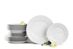 Zestaw obiadowy porcelana 18 elementów biały / wzór koronki dla 6 os. AMELIA BIAŁA KORONKA Konsimo - Serwisy obiadowe - miniaturka - grafika 1