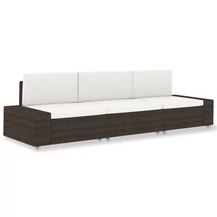 vidaXL Sofa modułowa 3-osobowa, rattan PE, brązowa - Sofy ogrodowe - miniaturka - grafika 1