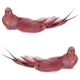 Ptaszek na klipsie, winny, 18 x 6 x 5 cm, komplet 4 szt. - Ozdoby bożonarodzeniowe - miniaturka - grafika 1