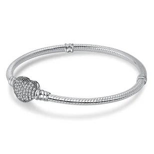Bransoletka modułowa posrebrzana Charms typu PANDORA SREBRO 925 Serce 16 cm - Bransoletki - miniaturka - grafika 1
