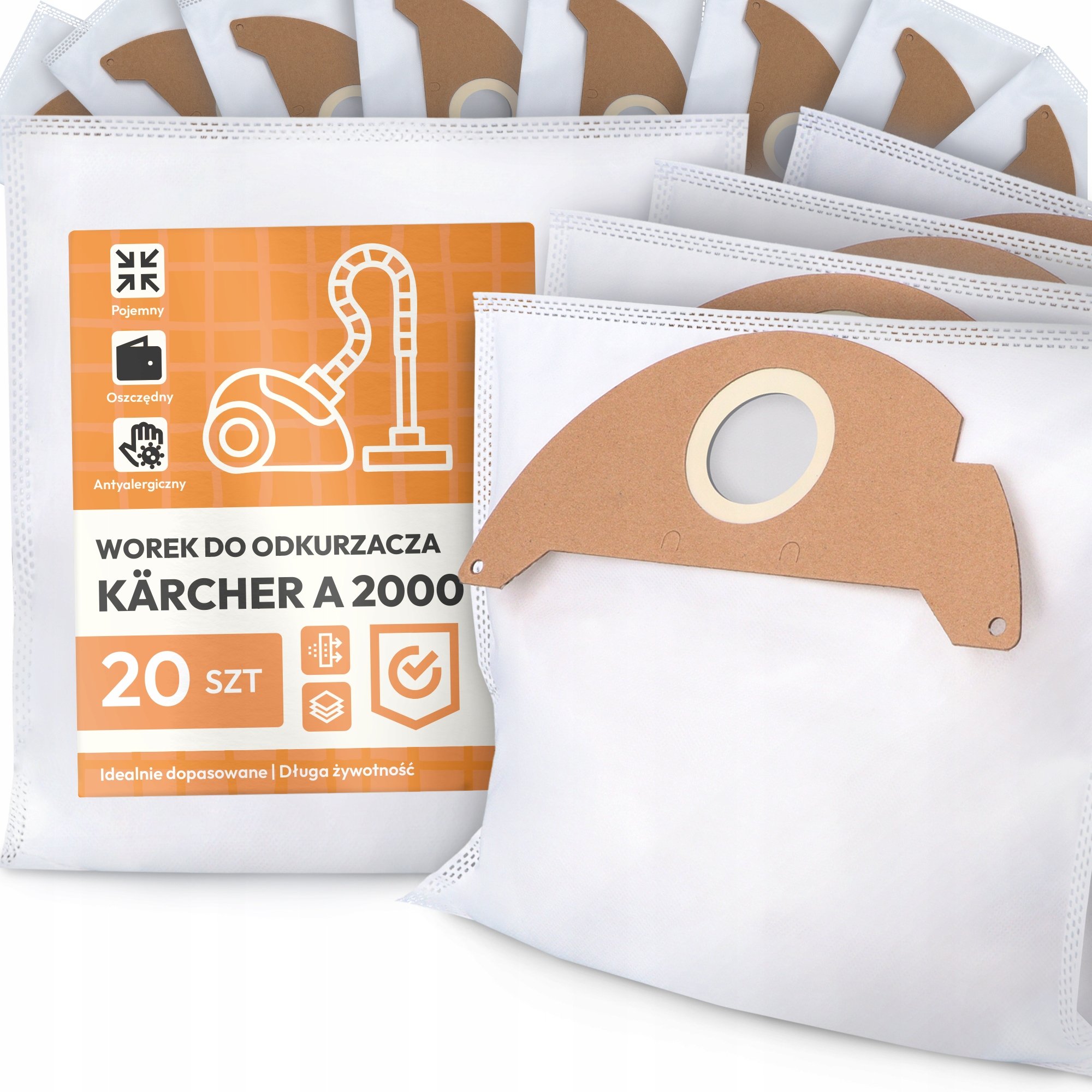 20x Worek do Odkurzacza Kärcher A 2000 Syntetyczny Tekstylny Mocny Worki