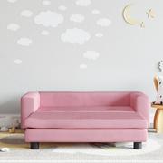 Meble do sypialni - vidaXL Sofa dziecięca z podnóżkiem, różowa, 100x50x30 cm, aksamit - miniaturka - grafika 1