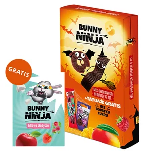 Zestaw Bunny Ninja Mix owocowych słodyczy, 6 sztuk + tatuaże i kolorowanka gratis - Przekąski dla dzieci Zestaw Bunny Ninja Mix owocowych słodyczy, 6 sztuk + tatuaże i kolorowanka gratis - Przekąski dla dzieci - miniaturka - grafika 1