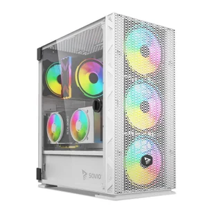 SAVIO OBUDOWA PC ARGB MESH/GLASS RAPTOR WHITE X1 - Obudowy komputerowe - miniaturka - grafika 8