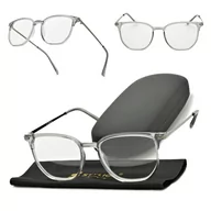 Okulary korekcyjne, oprawki, szkła - Plusy +1.25 szare okulary do czytania kwadratowe korekcyjne ST322 - miniaturka - grafika 1