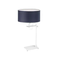 Lampy stojące - Biała lampa stołowa LED z granatowym abażurem ALASKA w nowoczesnym stylu - miniaturka - grafika 1
