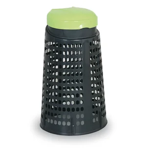 Plastikowy kosz na worki na odpady 120 l , czarny, zielone wieko - Worki na śmieci - miniaturka - grafika 1