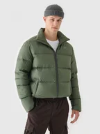 Kurtki męskie - Męska kurtka puchowa pikowana 4F 4FWAW24TDJAM513 - khaki - miniaturka - grafika 1