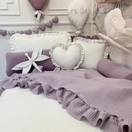 Koce i narzuty dla dzieci - LEKKA NARZUTA 90x180cm WAFELKOWA LAWENDOWA Z FALBANKĄ - miniaturka - grafika 1