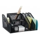 Przyborniki na biurko - Q-CONNECT Przybornik metal na biurko duży KF16573 - miniaturka - grafika 1