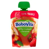 Desery dla dzieci - Nutricia Polska BOBOVITA MUS Jabłka i truskawki z bananem po 6 m-cu 80 g 3089691 - miniaturka - grafika 1