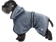 Ubranka dla psów - Szlafrok dla psa z mikrofibry chłonny ręcznik kąpielowy szary S - miniaturka - grafika 1