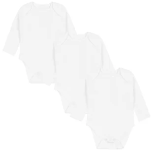 3x Klasyczne białe body z długim rękawem, OEKO-TEX 0-1 m 56 cm - Body dla niemowląt - miniaturka - grafika 1