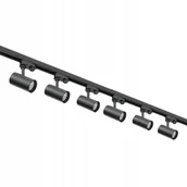 Lampy sufitowe - Zestaw szynowy 3 fazowy szyna 2m, 6x Lampa Czarny kompletny zestaw - miniaturka - grafika 1