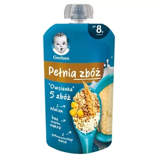 Gerber Pełnia zbóż "Owsianka" 5 zbóż po dla niemowląt 8. miesiącu 110 g - Kaszki dla dzieci - miniaturka - grafika 1