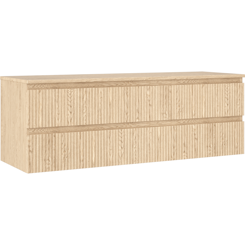 Mexen Rivel szafka łazienkowa podumywalkowa 140 cm z blatem, 2 szuflady, ryflowana , dąb - 91A20-14047-2-BFFC81