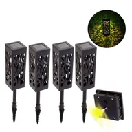 Lampy ogrodowe - 4X Lampa Solarna Ogrodowa Ażurowa Wbijana Lampka Lampion Słupek Ciepłe - miniaturka - grafika 1