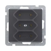 Gniazdka elektryczne - LEDart potrójne EURO, na płaskie wtyczki, bez uziemienia, bez ramki - Ospel Sonata GP-3R/m/33, kolor czarny, 16A/250V - miniaturka - grafika 1