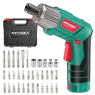 Wkrętarka akumulatorowa, 6 N·m maks. moment obrotowy HYCHIKA 2000 mAh 3,6 V akumulator litowo-jonowy z 36 akcesoriami, LED i latarka, klucz zapadkowy, - Latarki - miniaturka - grafika 1