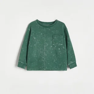 Reserved - Longsleeve oversize z kieszenią - ciemny turkus - Bluzy i sweterki niemowlęce - miniaturka - grafika 1