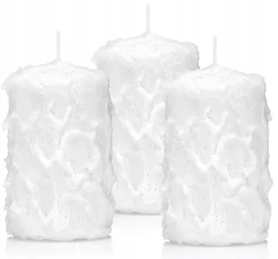 Świece białe 10/7cm śnieżynki świeczki białe 3 szt - Świece - miniaturka - grafika 1