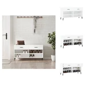 Szafki na buty - vidaXL Ławka na buty biała 102x35x55 cm materiał drewnopochodny - Stojaki i szafki na buty - miniaturka - grafika 1