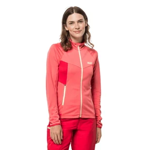Damska bluza rowerowa Jack Wolfskin TOURER MIDLAYER JKT W desert rose - XS - Bluzy damskie - miniaturka - grafika 1