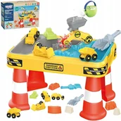 Zabawki do piasku - WOOPIE Stolik Wodny 2w1 Piaskownica Plac Budowy + 4 Autka 12el. - miniaturka - grafika 1