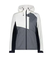 Kurtki damskie - CMP - Damska kurtka z kapturem Melanż typu softshell Fixed Hood, B, niebiesko-biała, 44 - miniaturka - grafika 1
