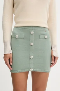 Silvian Heach spódnica z domieszką kaszmiru LEFTERIS kolor zielony mini ołówkowa GPA25263MG - Spódnice - miniaturka - grafika 1