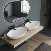 Umywalki - Bernstein Umywalka nablatowa NT8531 odlew mineralny - 60x40x12,5 cm - biały mat - miniaturka - grafika 1