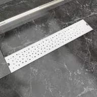 Syfony - vidaXL vidaXL Kratka odpływowa, liniowa, 630x140 mm, wzór w kropki, stal nierdzewna - miniaturka - grafika 1