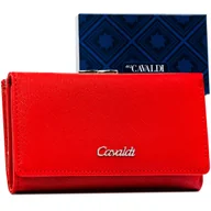 Portfele - Czerwona portmonetka damska na zatrzask i bigiel ze skóry ekologicznej 4U CAVALDI rozbudowany portfel na karty, dokumenty i gotówkę pudełko prezentowe - miniaturka - grafika 1
