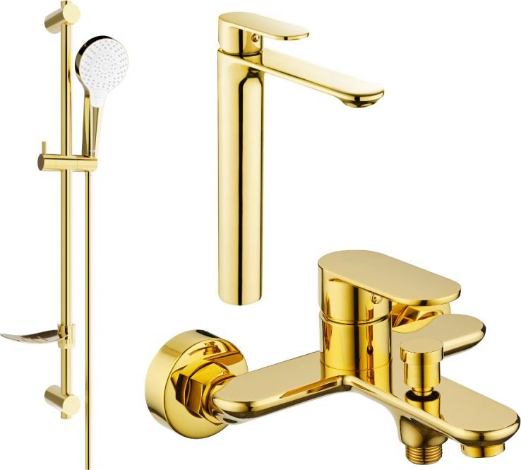 Mexen Milo DF05 zestaw wannowy, złoty - 71313DF05-50