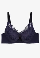 Biustonosze - Granatowy Koronkowy Biustonosz Push Up na Regulowanych Ramiączkach Zapinany na Haftki Ellsina - Born2be - miniaturka - grafika 1