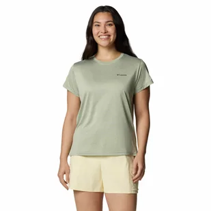 Damska koszulka techniczna Columbia BlueVista Hill Short Sleeve Crew safari heather - L - Koszulki i topy damskie - miniaturka - grafika 1