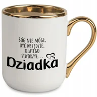 Kubki - Kubek Biały Elegant Złoty Rant BÓG STWORZYŁ DZIADKA Dla Dziadków Mix Wzory - miniaturka - grafika 1