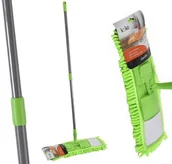 Miotły, szufle, mopy - Zielony mop płaski z mikrofibry Kij teleskopowy - miniaturka - grafika 1