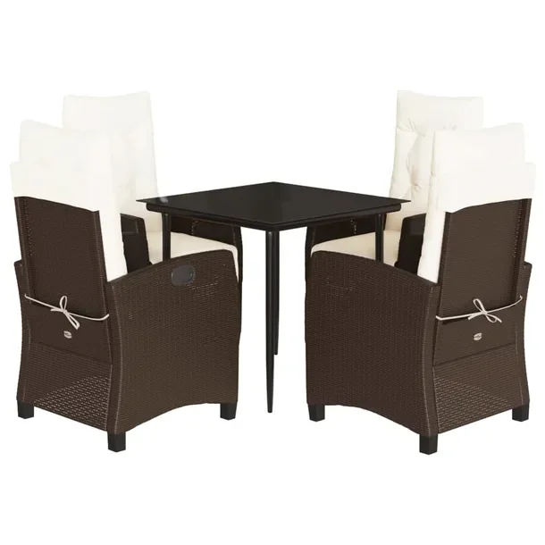 Zestaw Mebli Ogrodowych Rattanowy Czarny 4 Krzesła 80x80x74cm